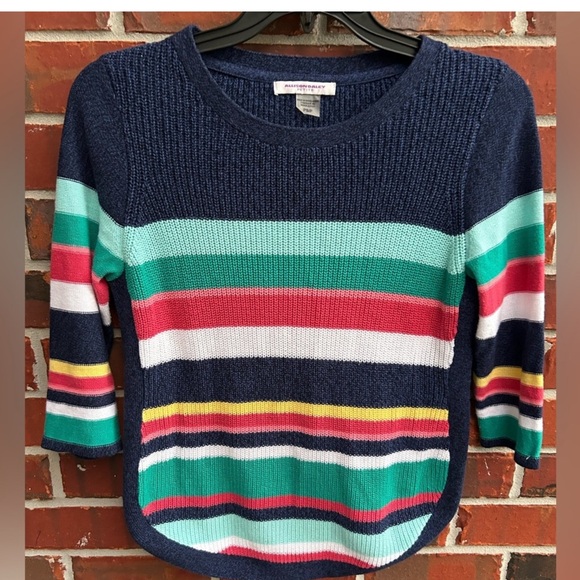 Allison Daley Sweaters - Allison Daley Blue and Green Crew Neck Sweater
